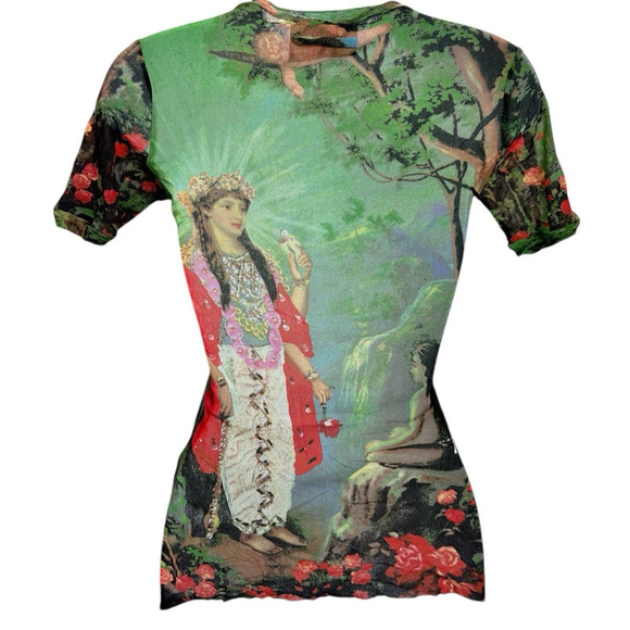 Vtg 90's Jean Paul Gaultier Maille Fuzzi Sheer Mesh Top Sz M Rare Made Italy - Picture 6 of 7